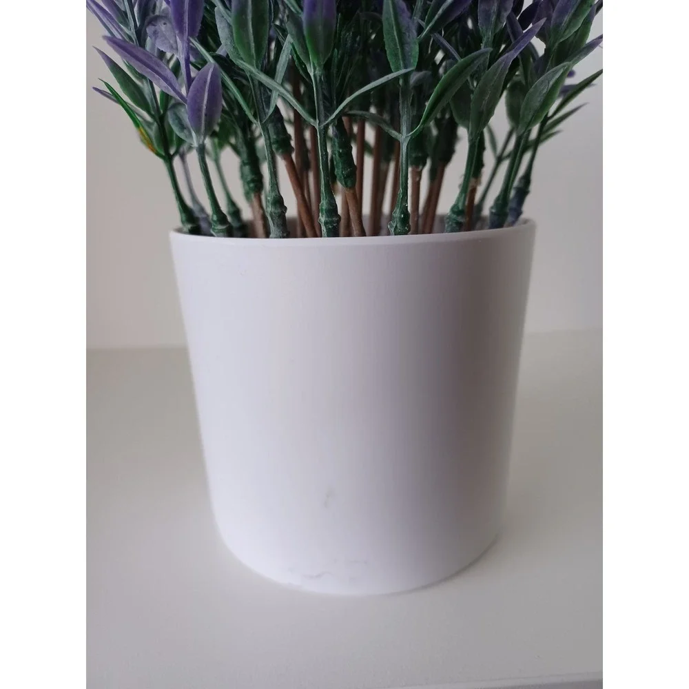 Fake Purple Lilac Flowers With White Flower Pot Holder Home Decor